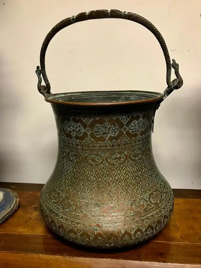 Ottoman Copper Bucket With Incised Decoration