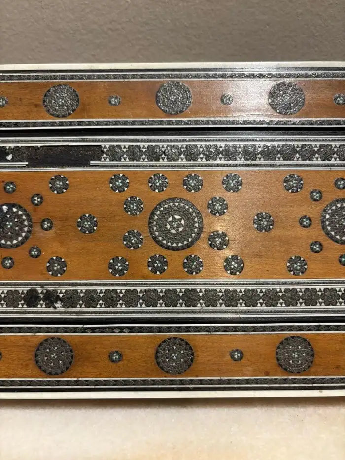 Anglo Indian Rosewood Folding Book Stand of Bone & Metal with Ebony Inlay