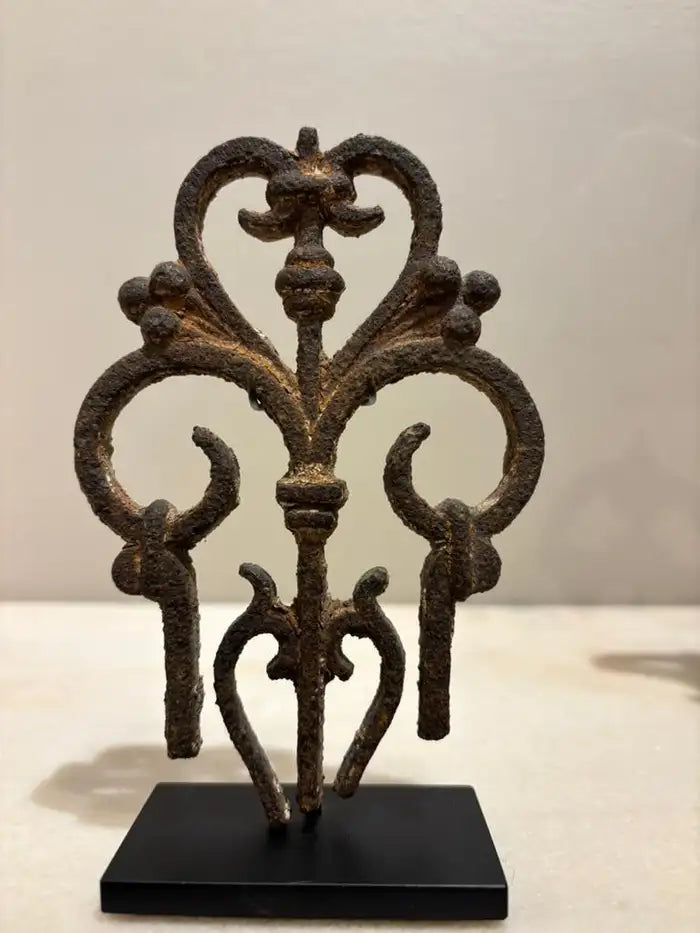 Two 17th Century French Iron Choir Screen Fragments, Mounted on Custom Bases