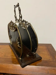 19th Century English Mahogany Brass And Steel Magazine Rack