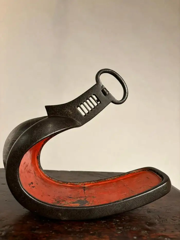 18th Century Japanese Silver Inlaid Iron Shogun Stirrup Abumi