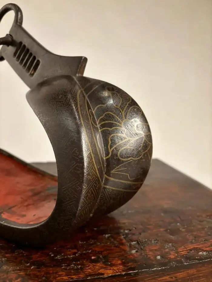 18th Century Japanese Silver Inlaid Iron Shogun Stirrup Abumi