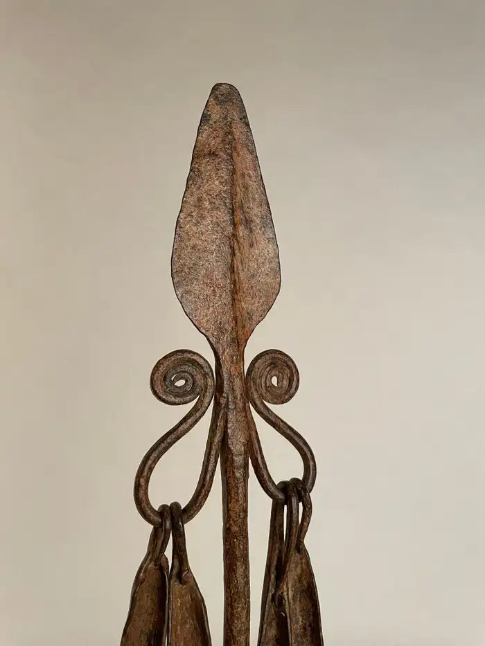 African Iron Spear-Form Currency Mounted on a Custom Steel Base