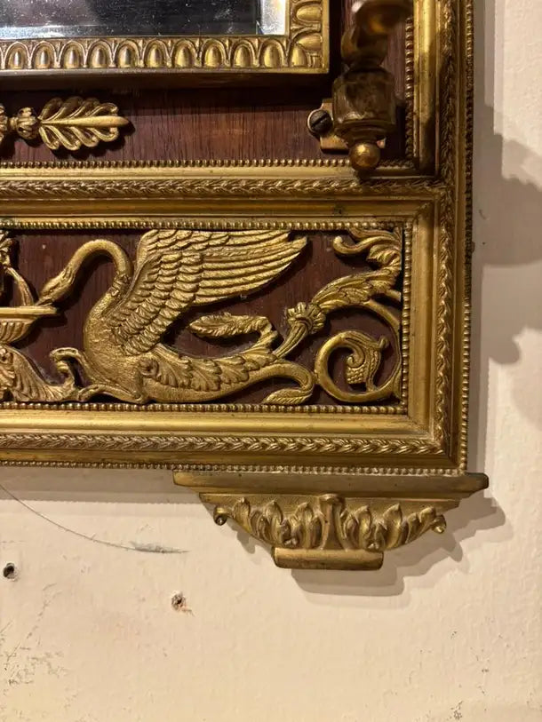 French Empire Style Gilt Bronze Two Light Candle Sconce with Swan Decoration