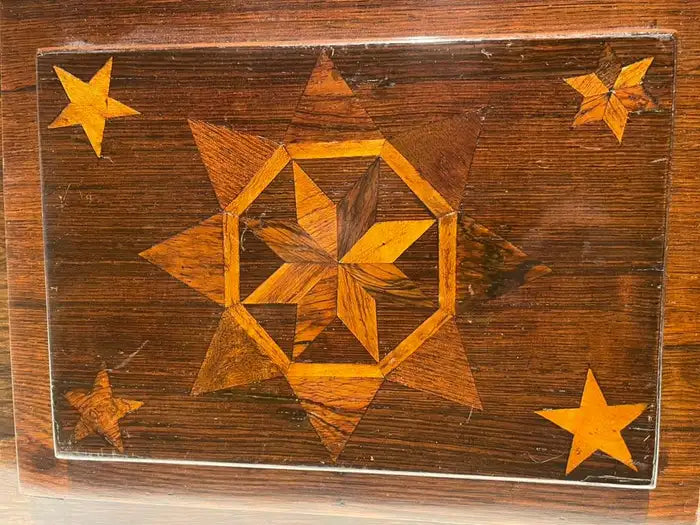 19th Century American Rosewood Box with Fruit Wood Star Inlay