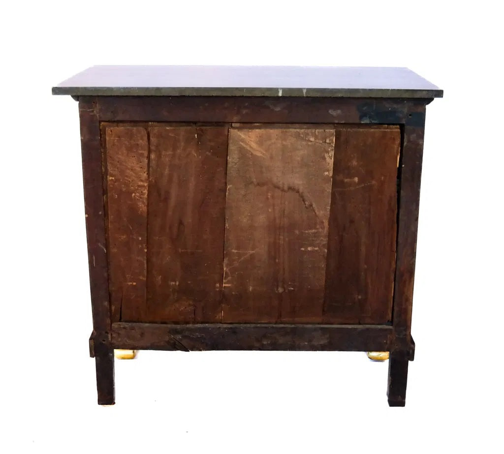A French Louis-Philippe Period Fruitwood Commode with Black Marble Top