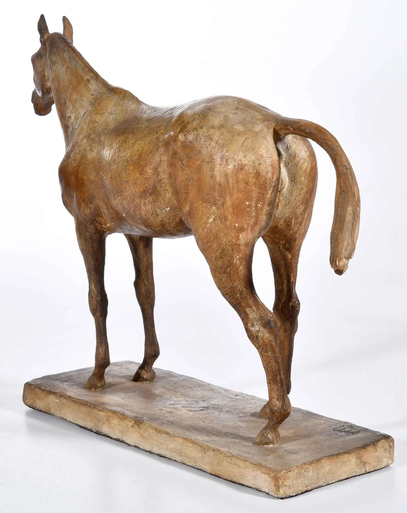 A 1930 Equestrian Model Sculpture Finely Rendered in Patinated Plaster