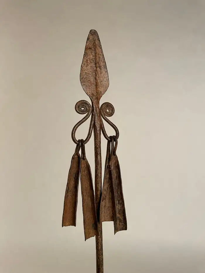 African Iron Spear-Form Currency Mounted on a Custom Steel Base