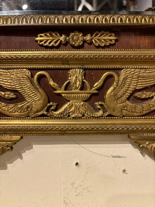 French Empire Style Gilt Bronze Two Light Candle Sconce with Swan Decoration