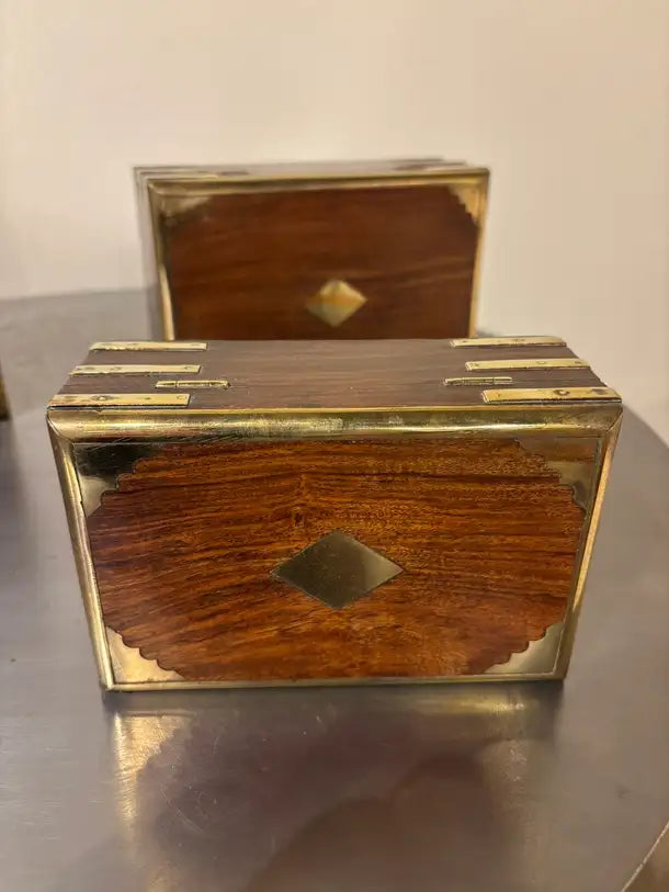 Set of Three 19th C Regency Anglo Indian Rosewood Boxes with Brass Mounts