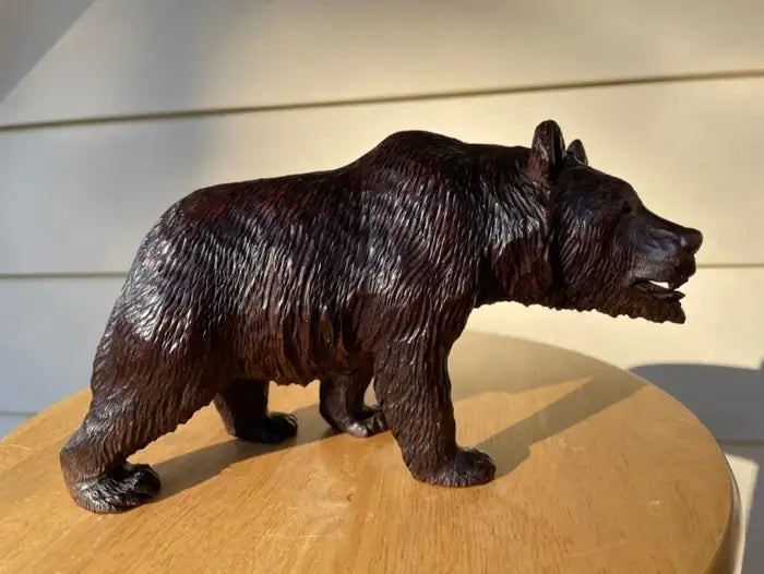 19th Century Swiss Black Forest Carved and Stained Walnut Bear