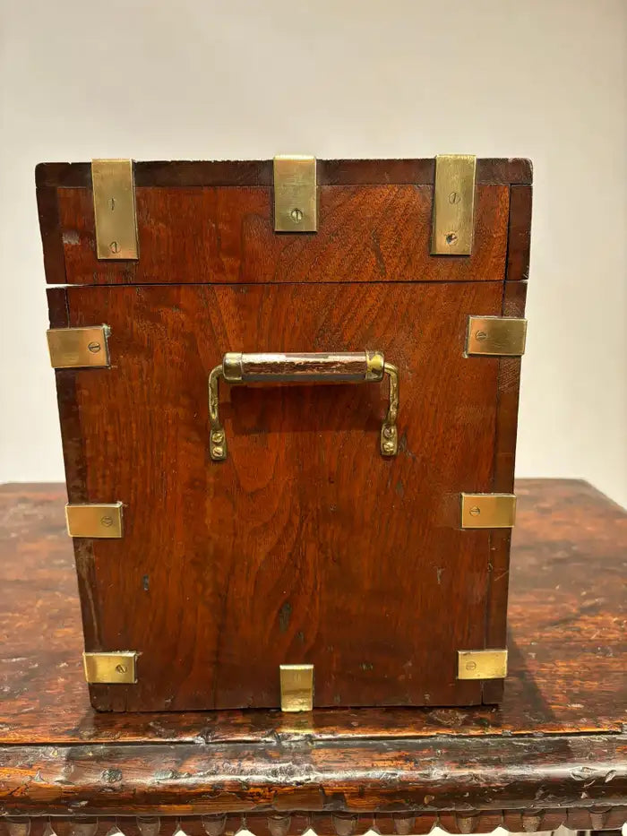 19th Century English Mahogany and Brass Campaign Chest, Small Scale