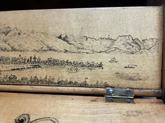 19th Century English Victorian Hand Painted Letter Box, Dated 1890