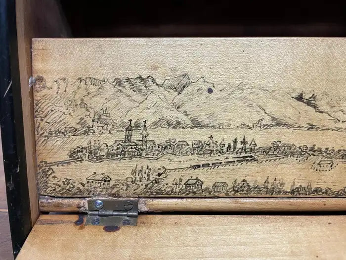 19th Century English Victorian Hand Painted Letter Box, Dated 1890