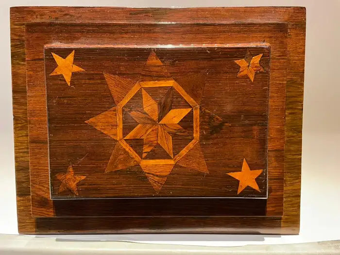 19th Century American Rosewood Box with Fruit Wood Star Inlay