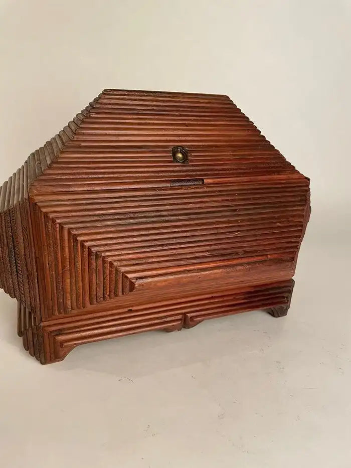 Tramp Art Box of Large Scale and Unusual Form