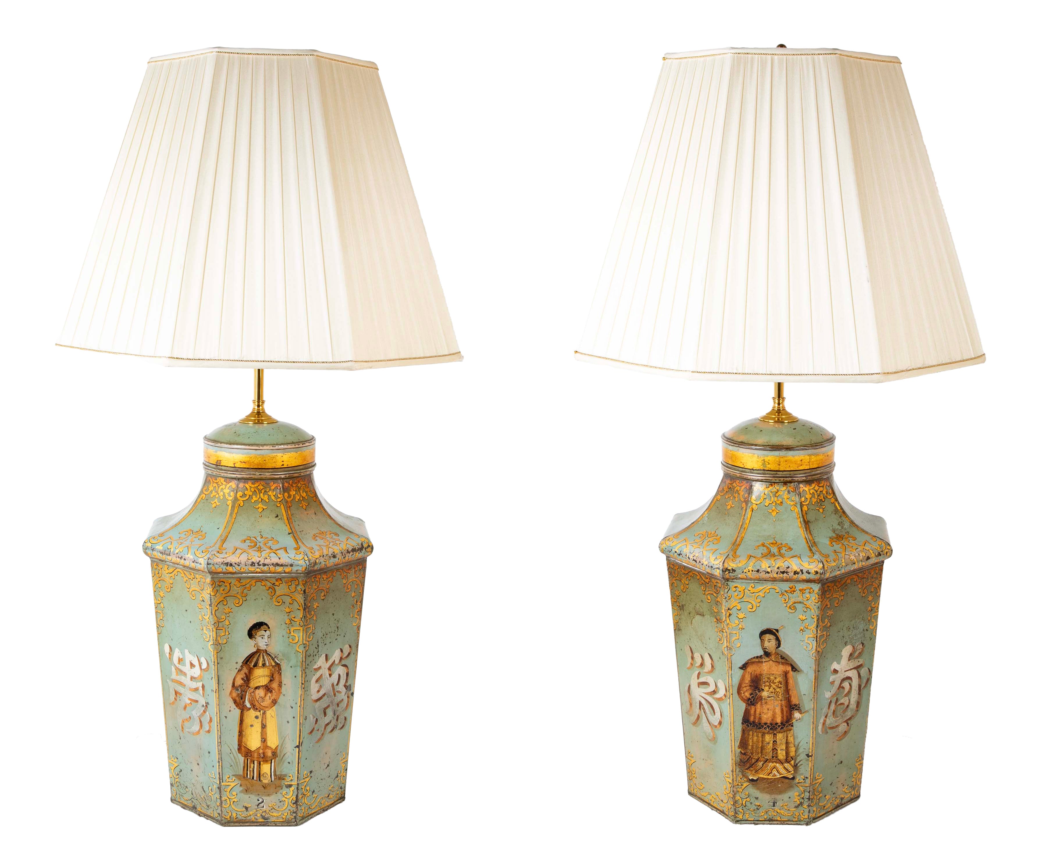 Pair of Chinoiserie Tea Canisters as Lamps