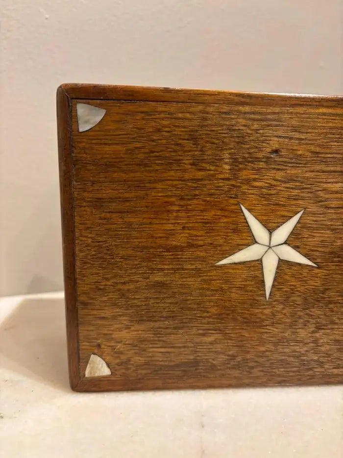 19th Century Walnut Box With Bone and Mother-of-Pearl Inlay