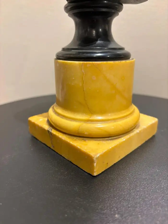 Signed Bronze Bust of Moses on a Sienna Marble Base, After Michelangelo