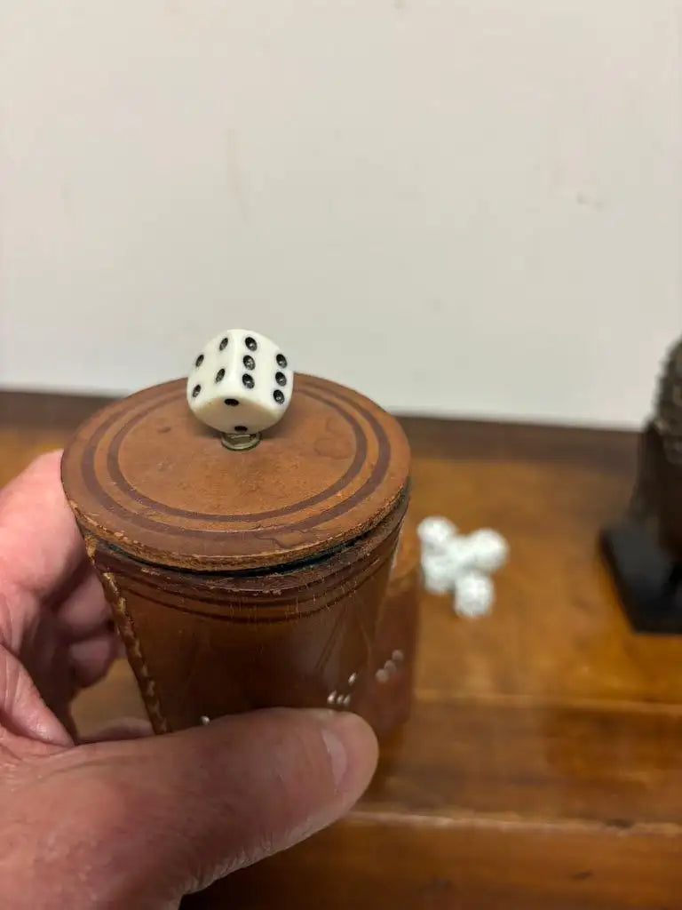 Pair of Argentine Leather Dice Cups with Dice