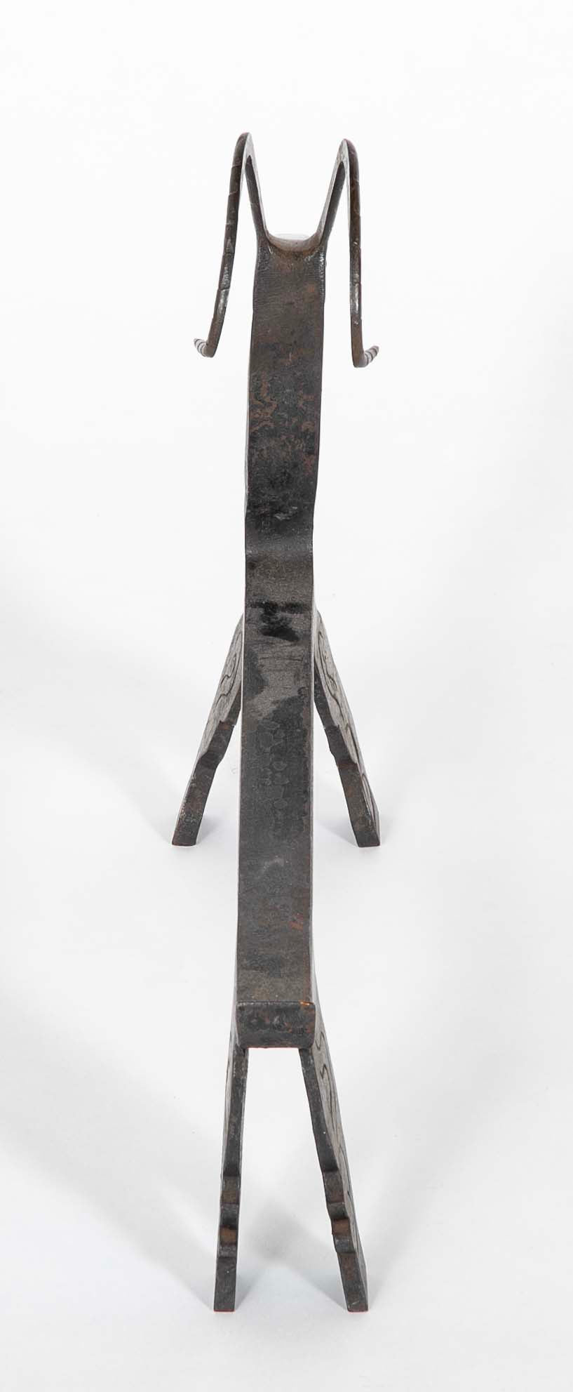 A Pair of Amusing English Wrought Iron Andirons