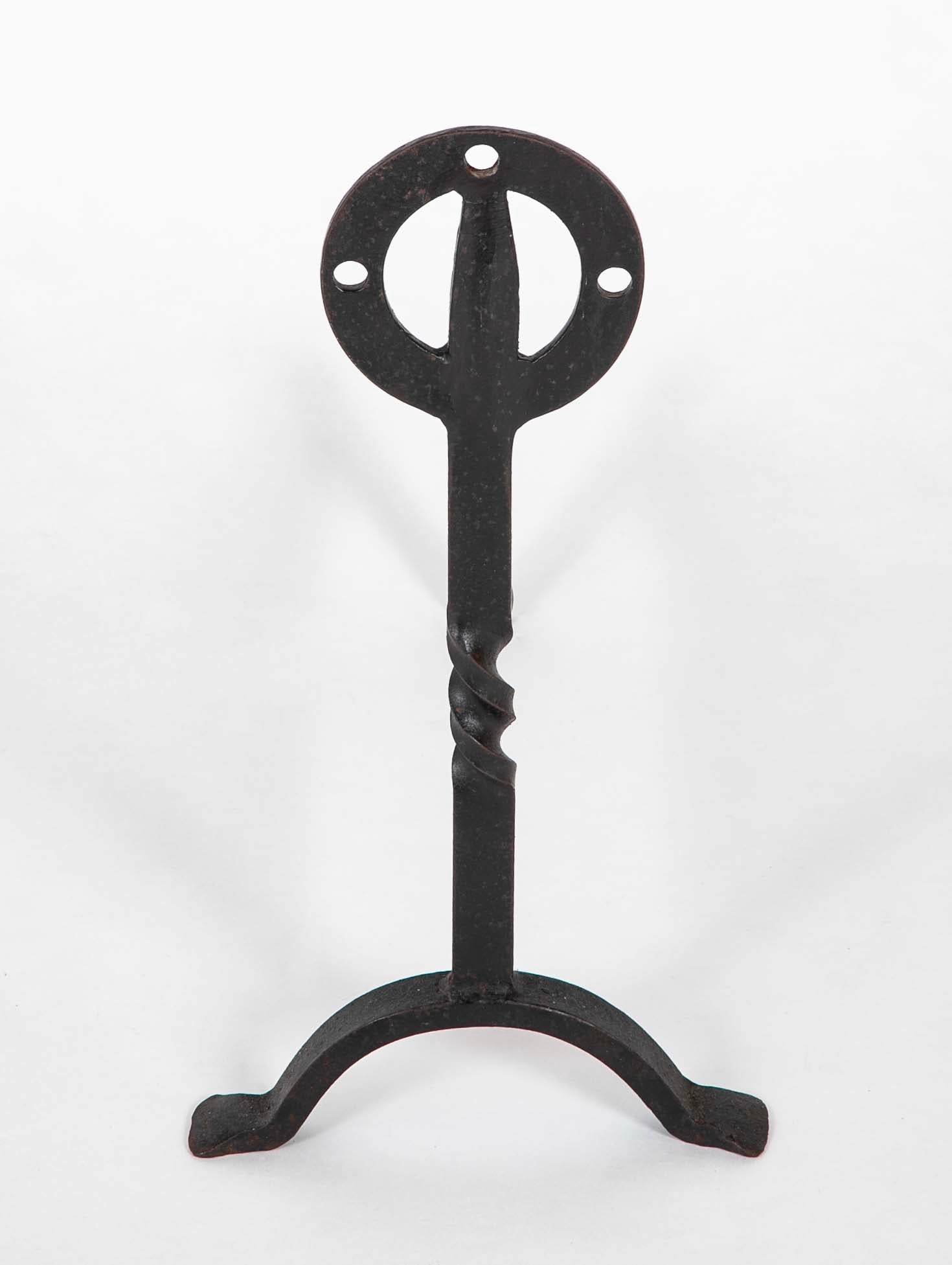 Pair of Glasgow School Iron Twisted Column Andirons