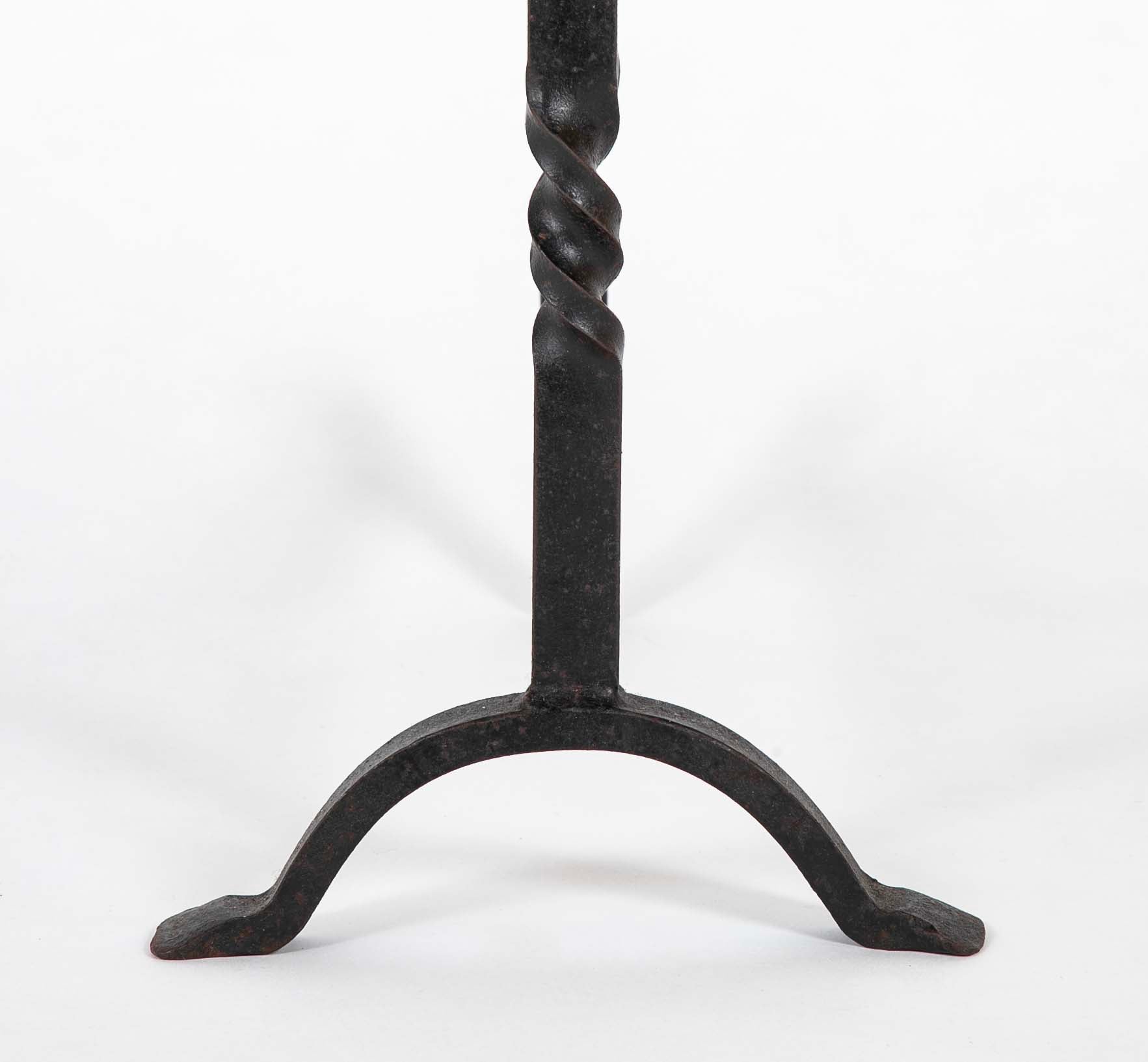 Pair of Glasgow School Iron Twisted Column Andirons