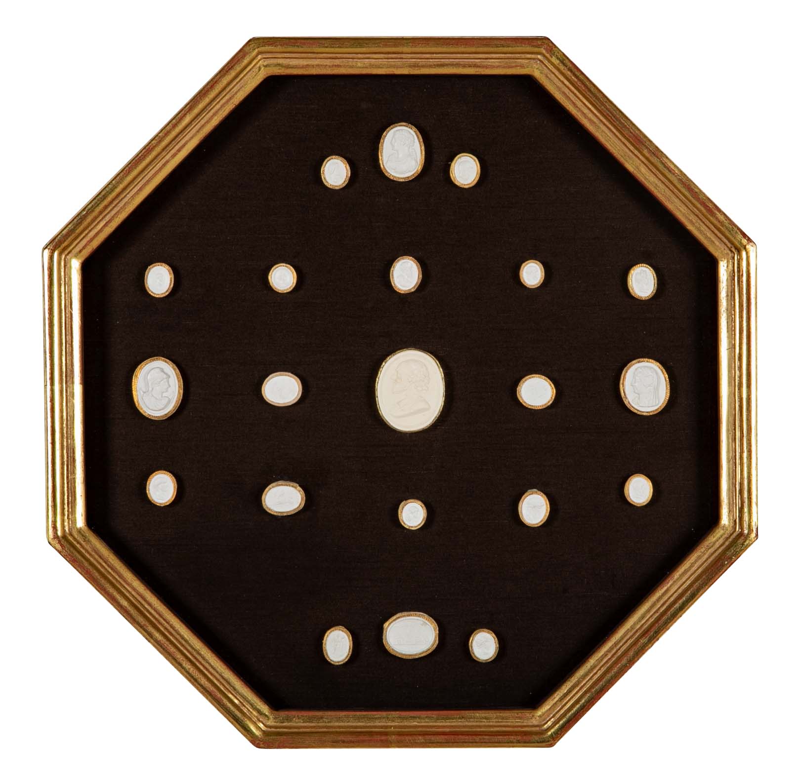 Set of 10 Octagonally Framed Italian Grand Tour Plaster Intaglios