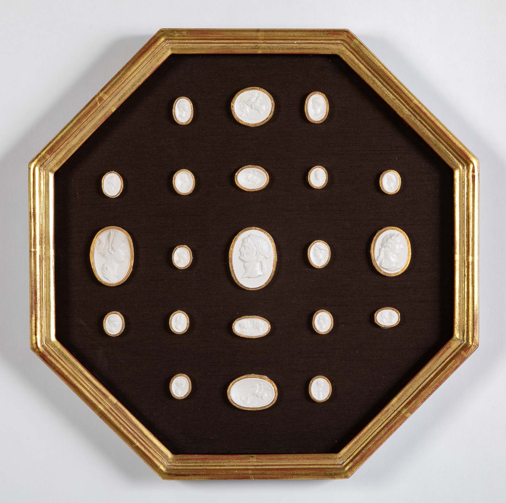 Octagonally Framed Italian Grand Tour Plaster Intaglios