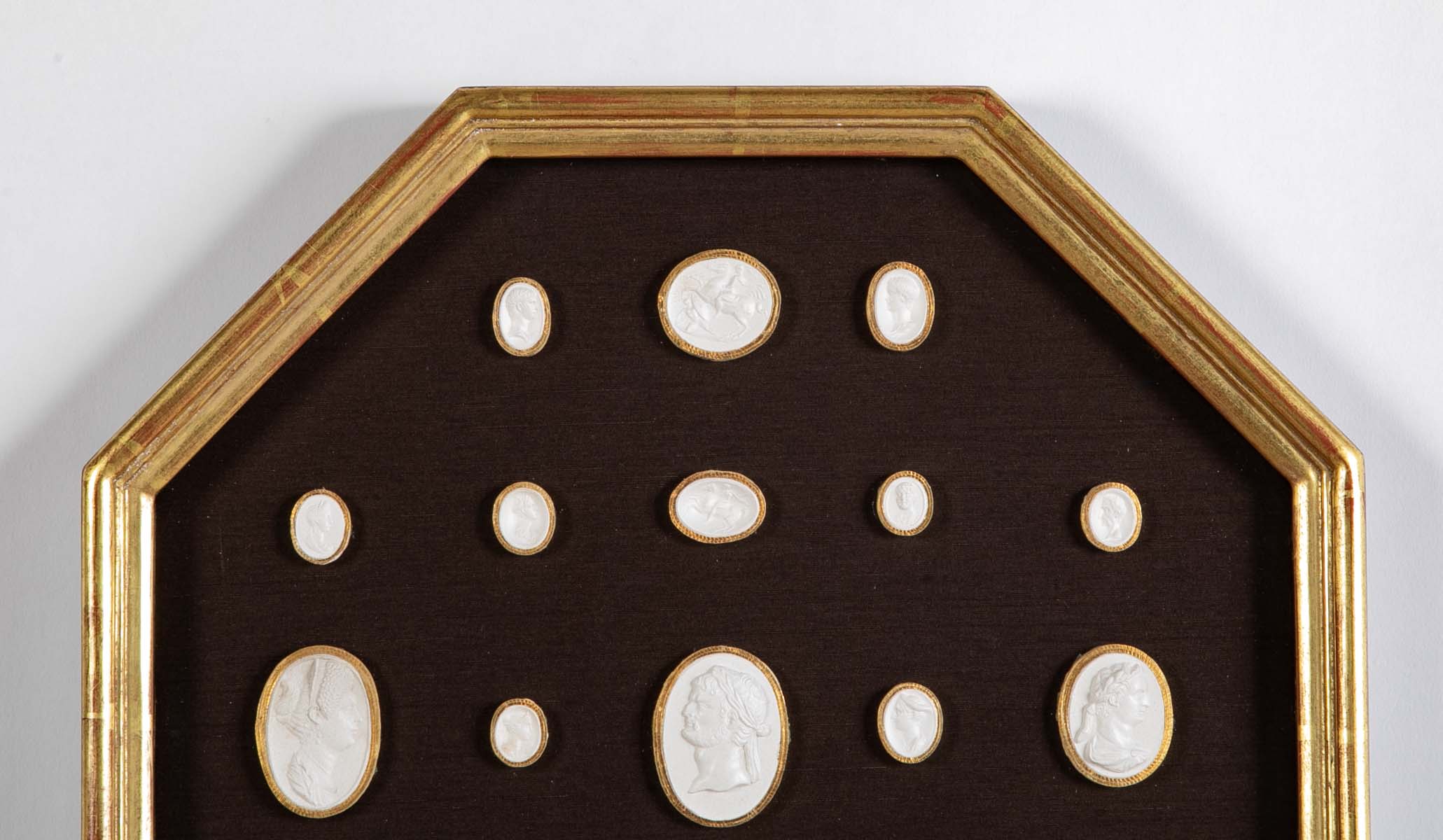 Octagonally Framed Italian Grand Tour Plaster Intaglios