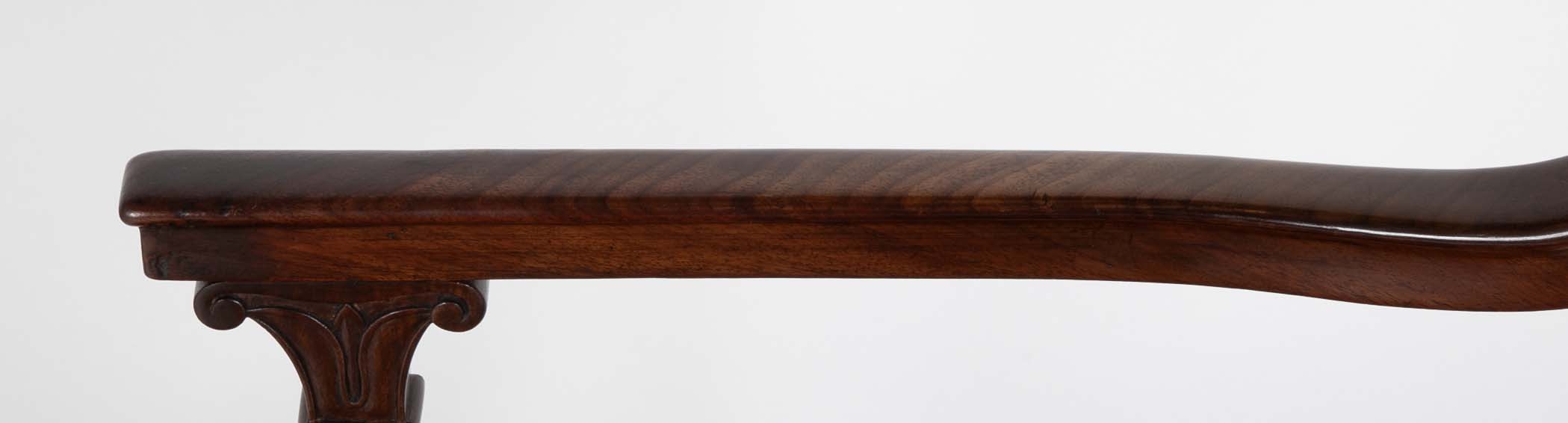 Regency Armchair with Brown Leather Seats and Curved Arm Supports