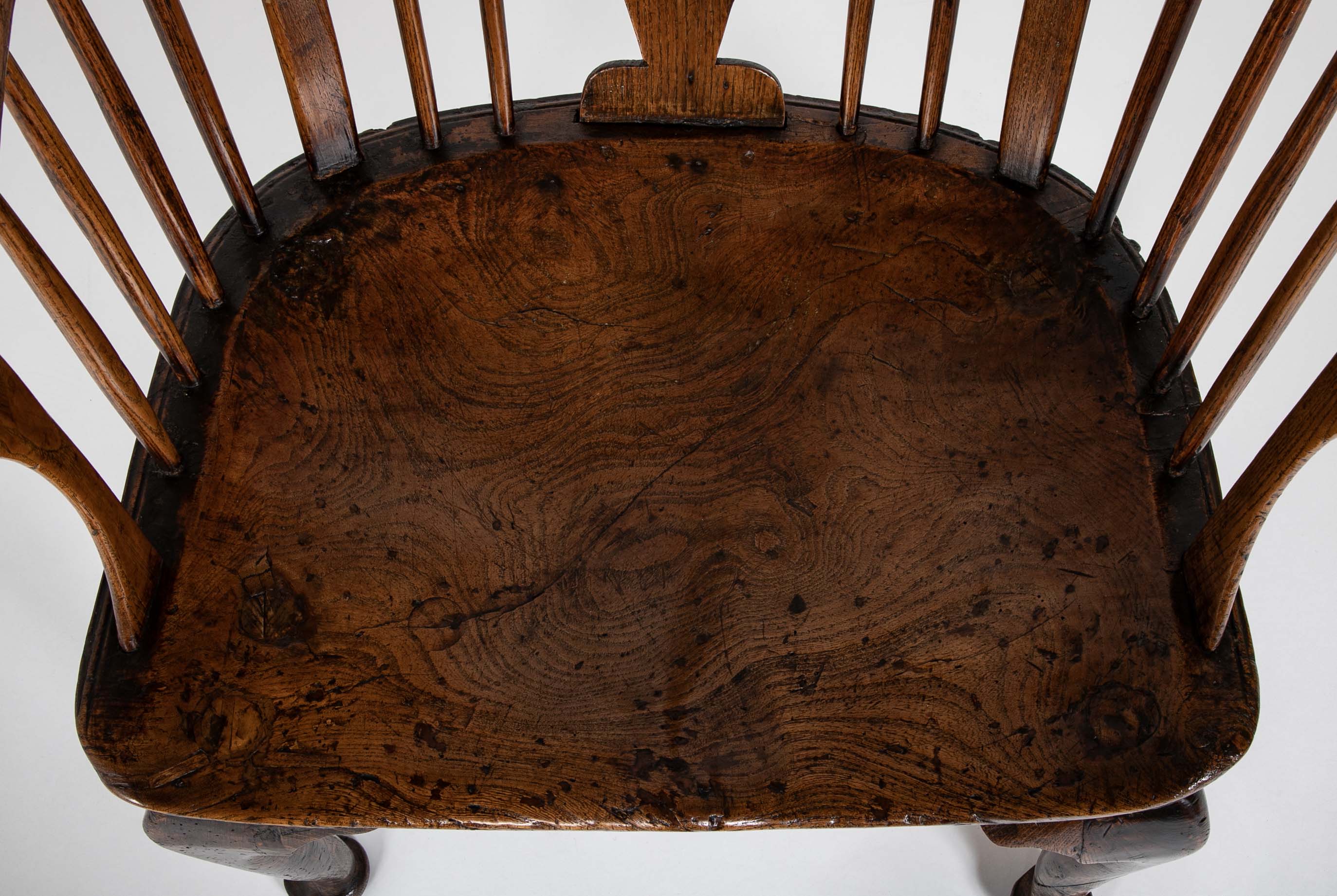 English Highback Windsor Armchair in Elm, Oak, and Yew