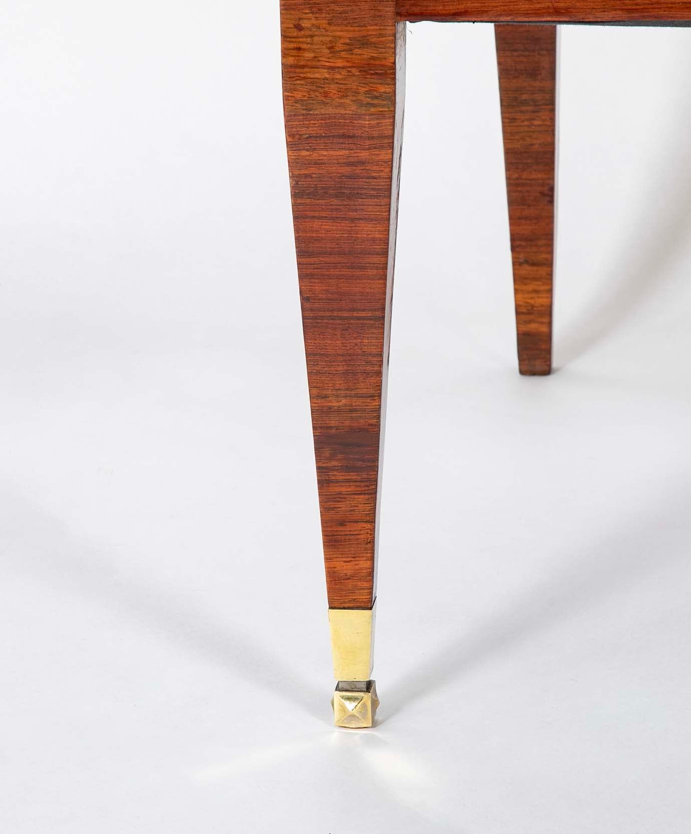 Lucien Rollin Macassar and Ebony Armchair Upholstered in Leather