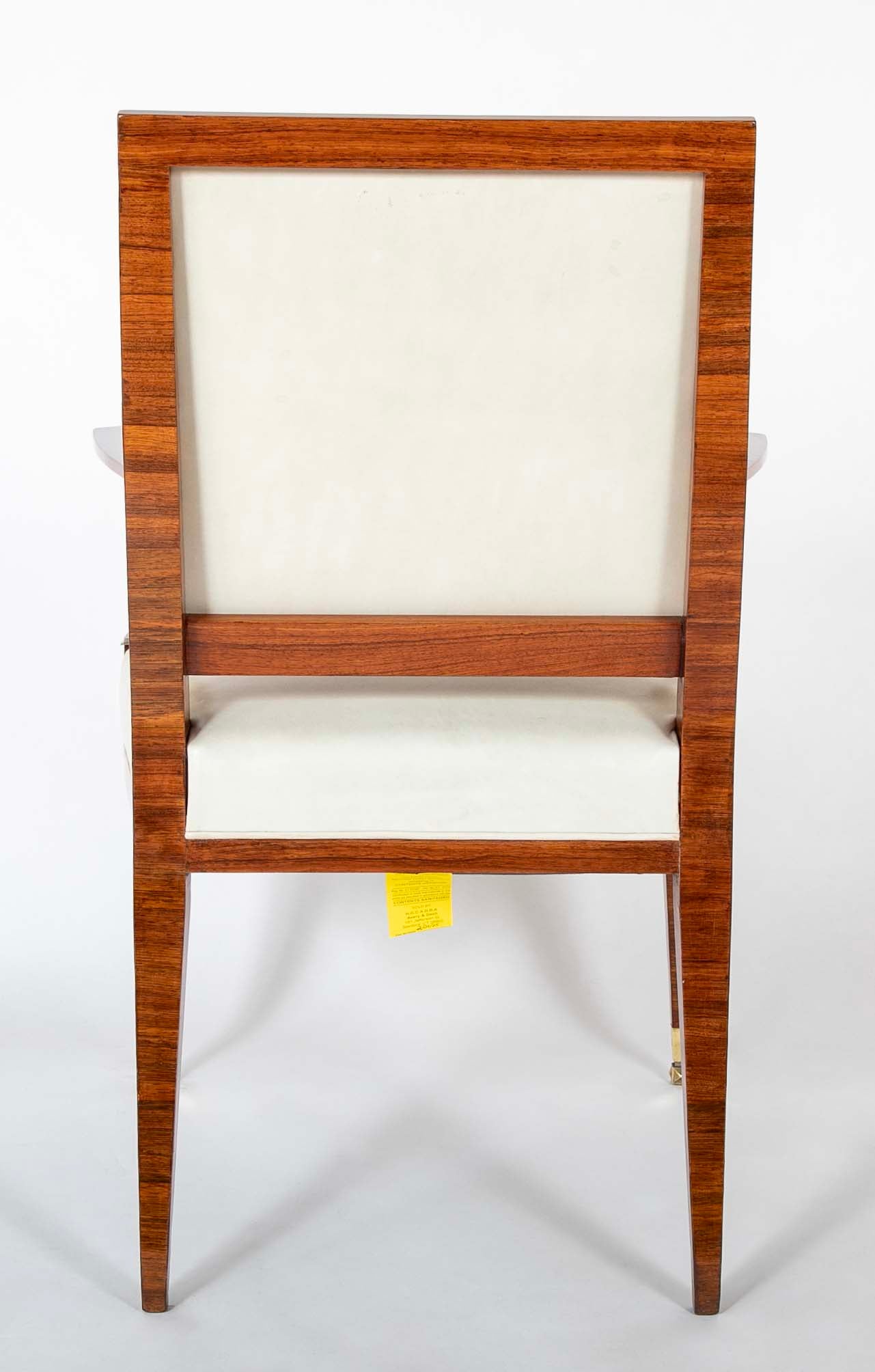 Lucien Rollin Macassar and Ebony Armchair Upholstered in Leather