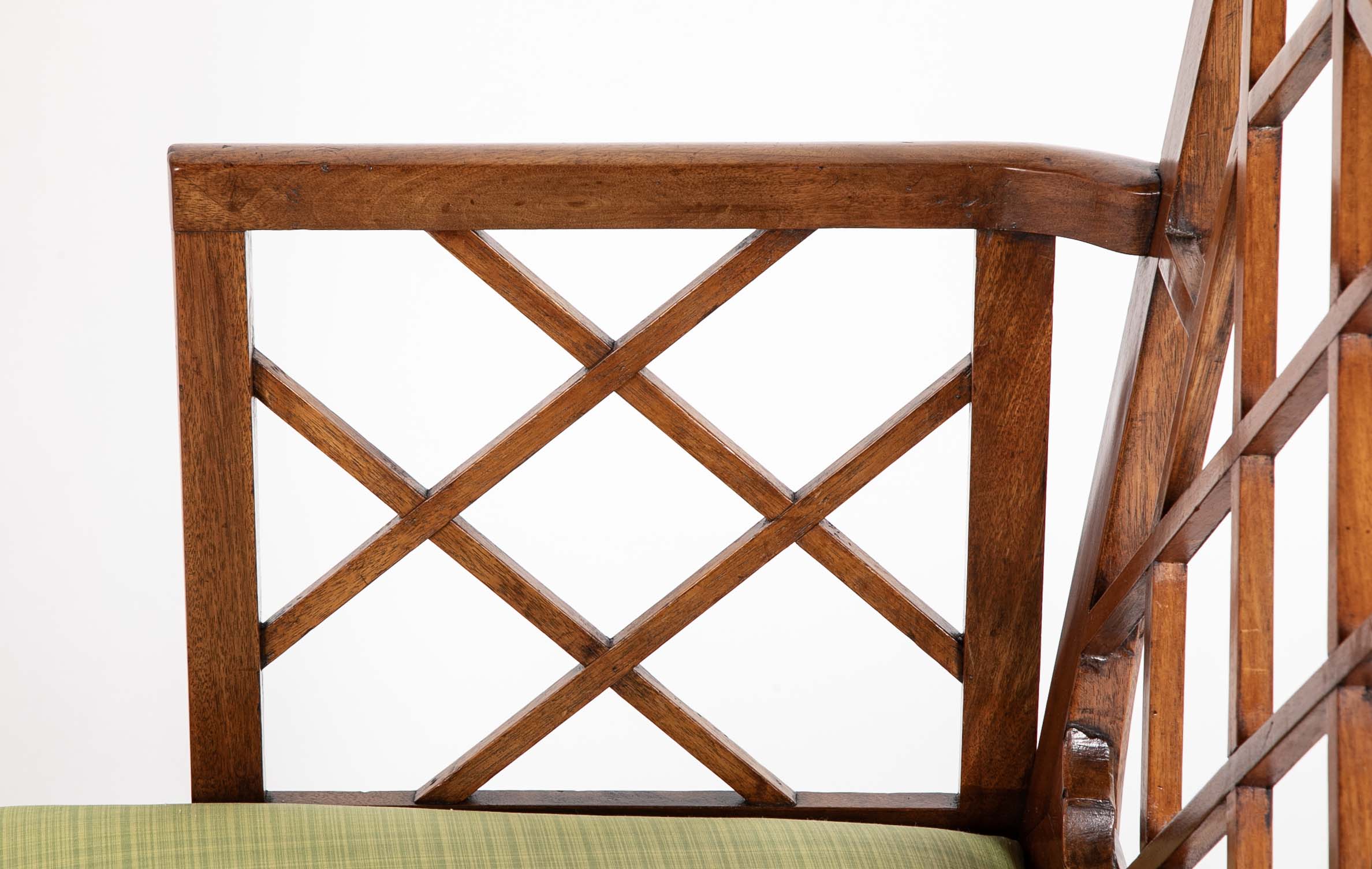 Pair Of Chinese Chippendale Mahogany Arm Chairs