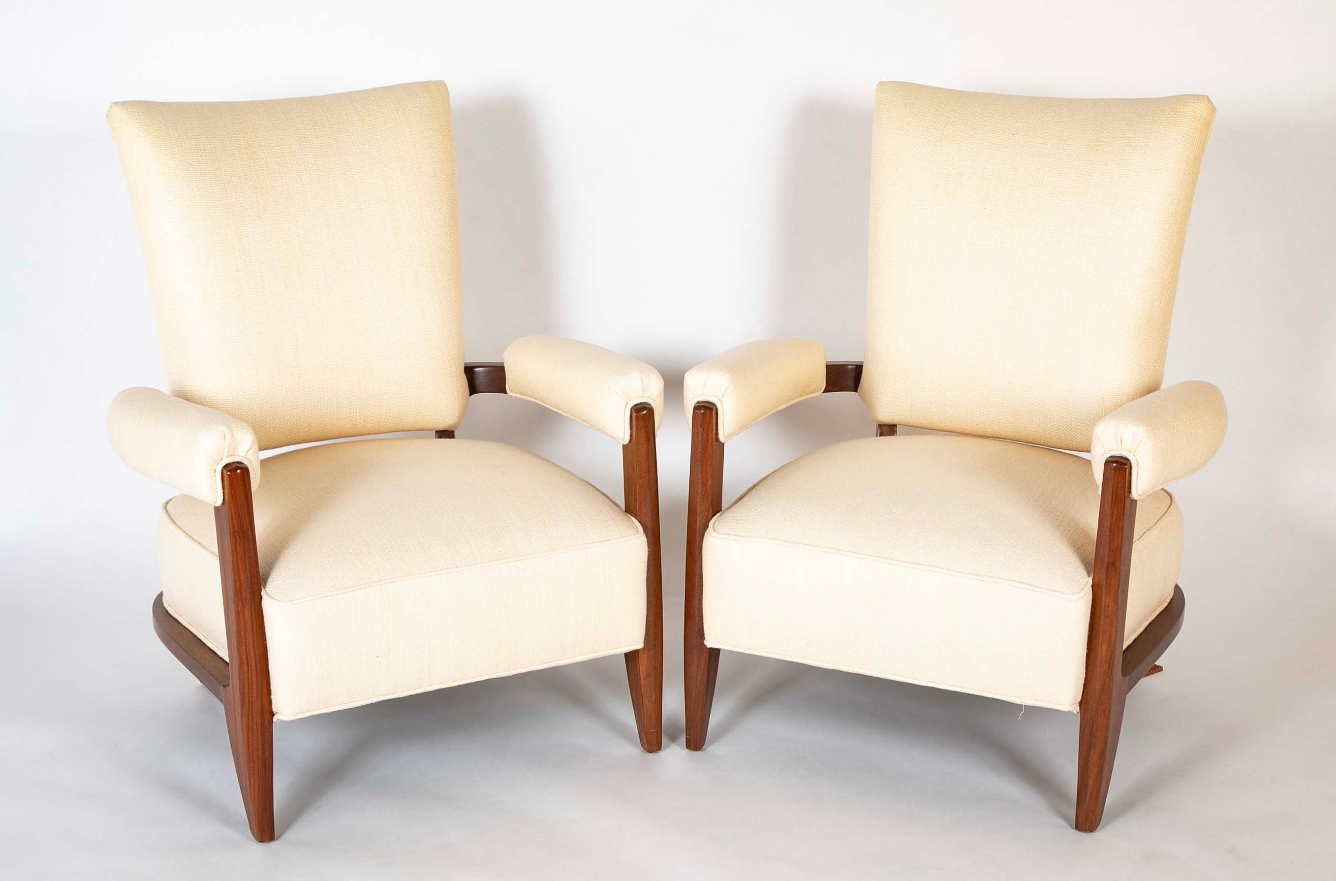Pair of Mahogany Open Armchairs Attributed to Dominique