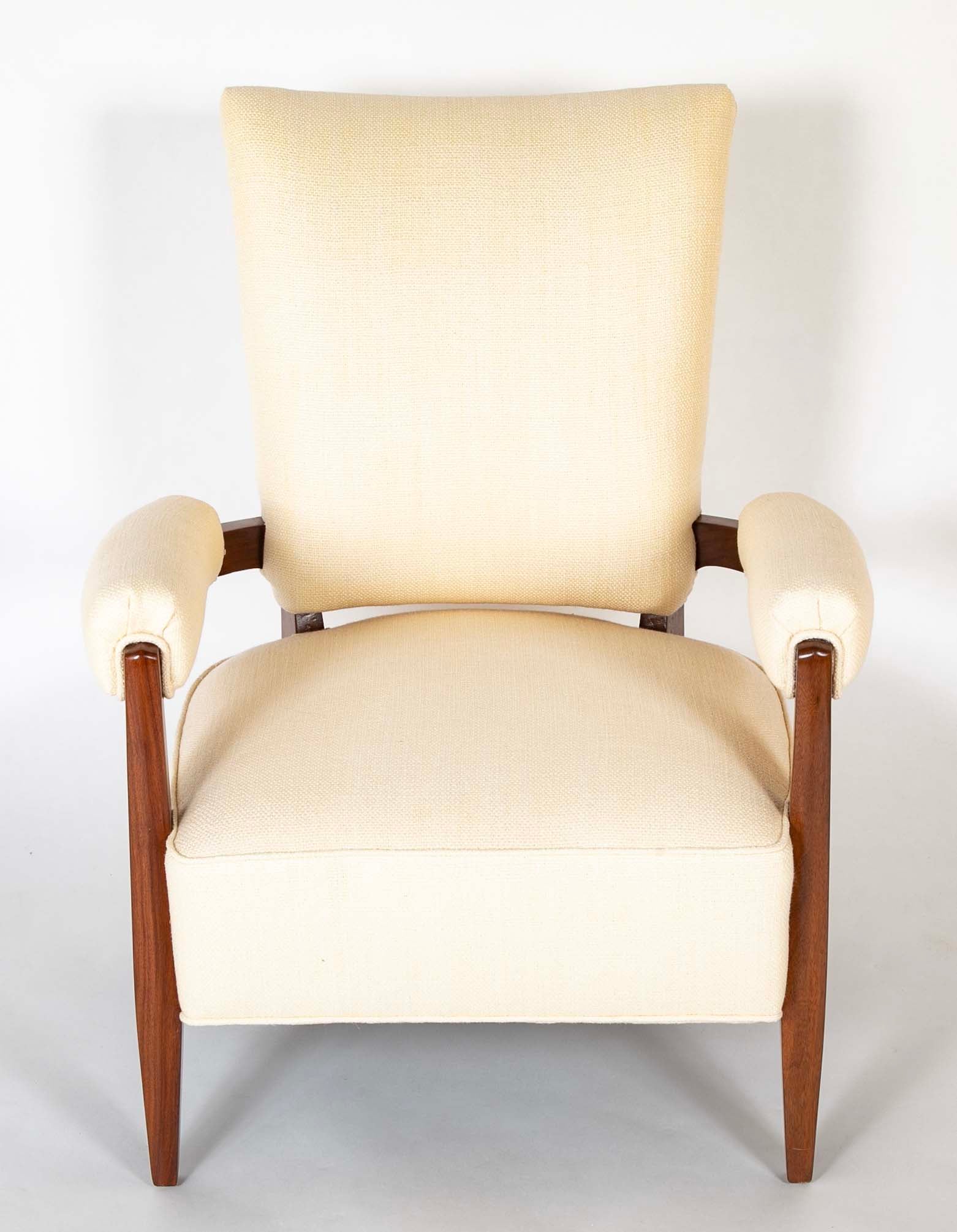 Pair of Mahogany Open Armchairs Attributed to Dominique