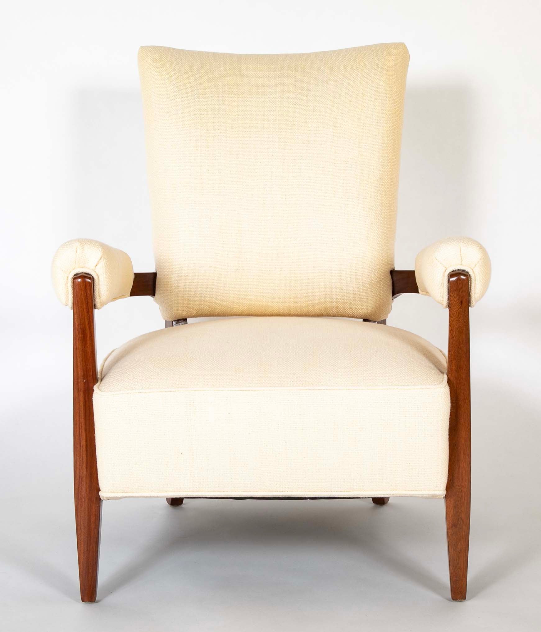 Pair of Mahogany Open Armchairs Attributed to Dominique