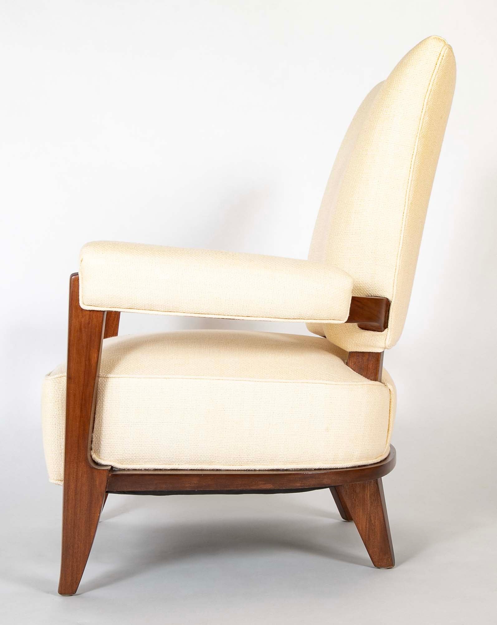 Pair of Mahogany Open Armchairs Attributed to Dominique
