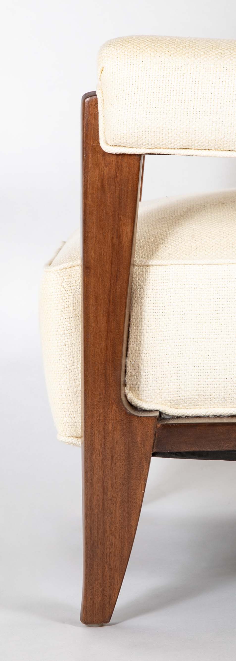 Pair of Mahogany Open Armchairs Attributed to Dominique