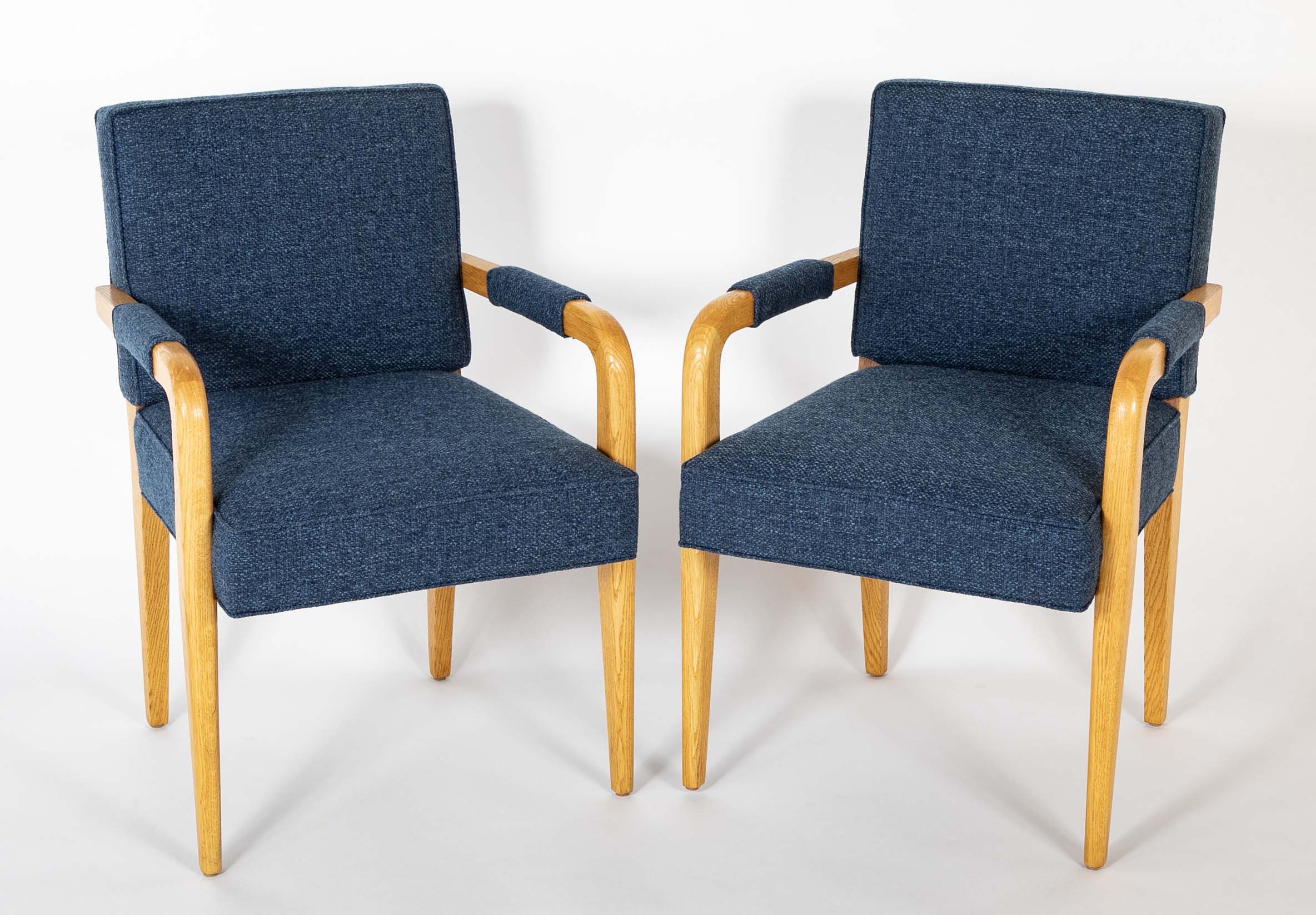 Pair of French Oak Open Arm Armchairs