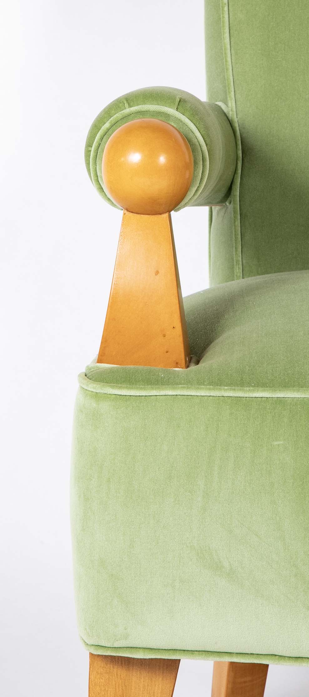 Pair of French Blond Wood Upholstered Armchairs