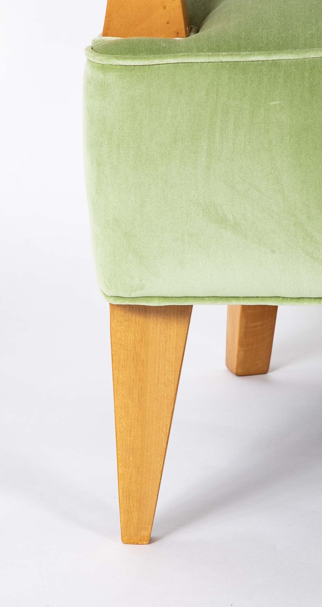 Pair of French Blond Wood Upholstered Armchairs
