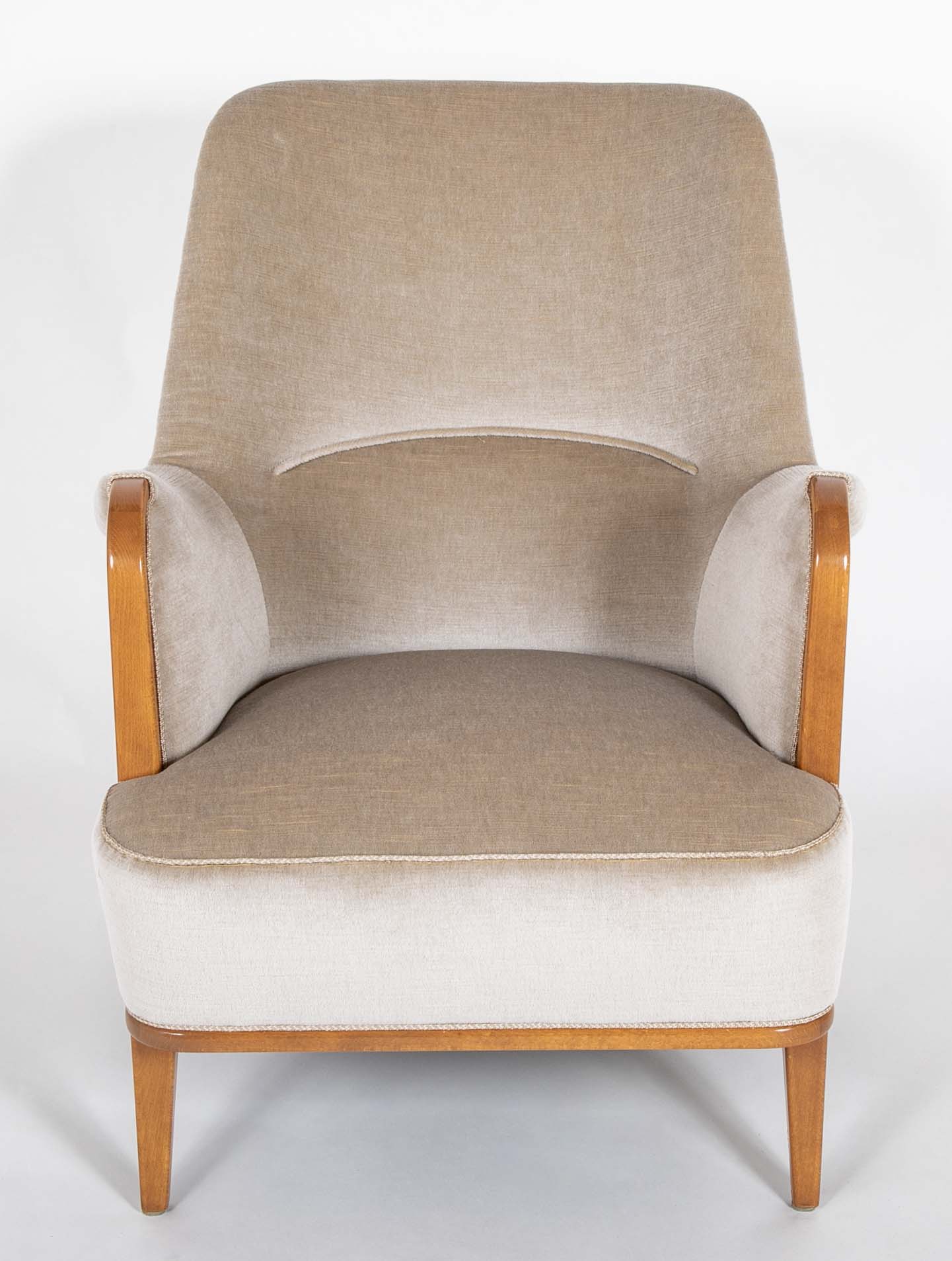 Upholstered Arm Chair Attributed By Axel Larsson with Exposed Frame