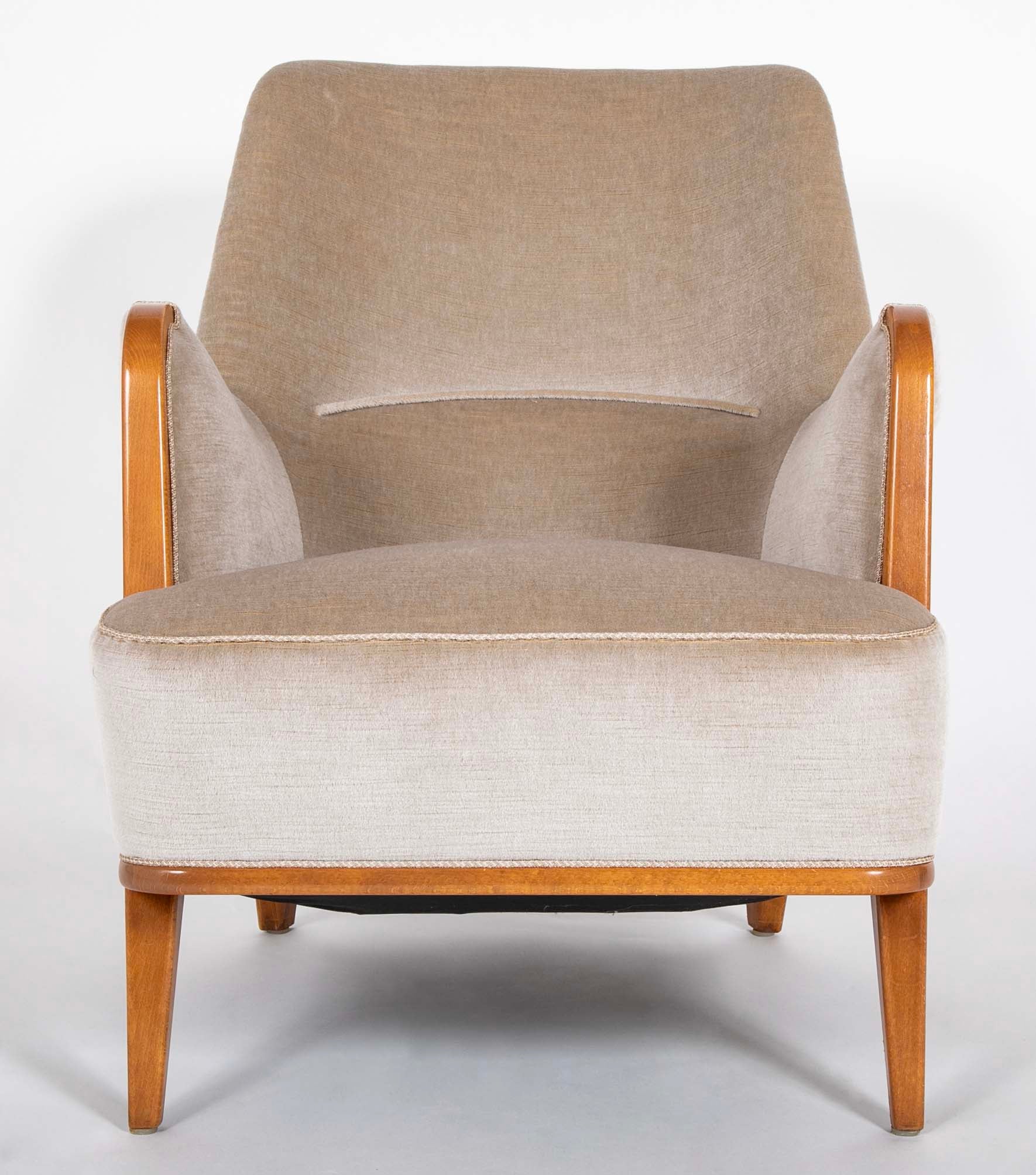 Upholstered Arm Chair Attributed By Axel Larsson with Exposed Frame