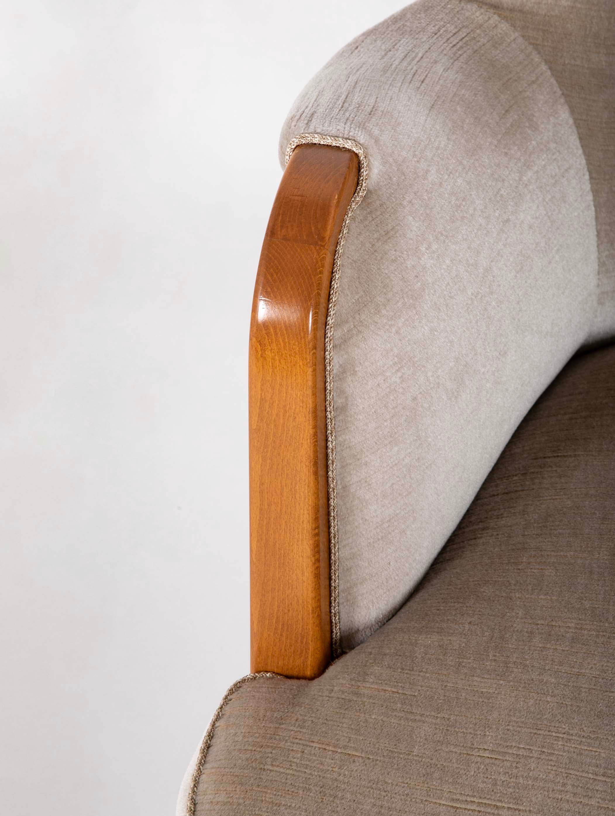 Upholstered Arm Chair Attributed By Axel Larsson with Exposed Frame