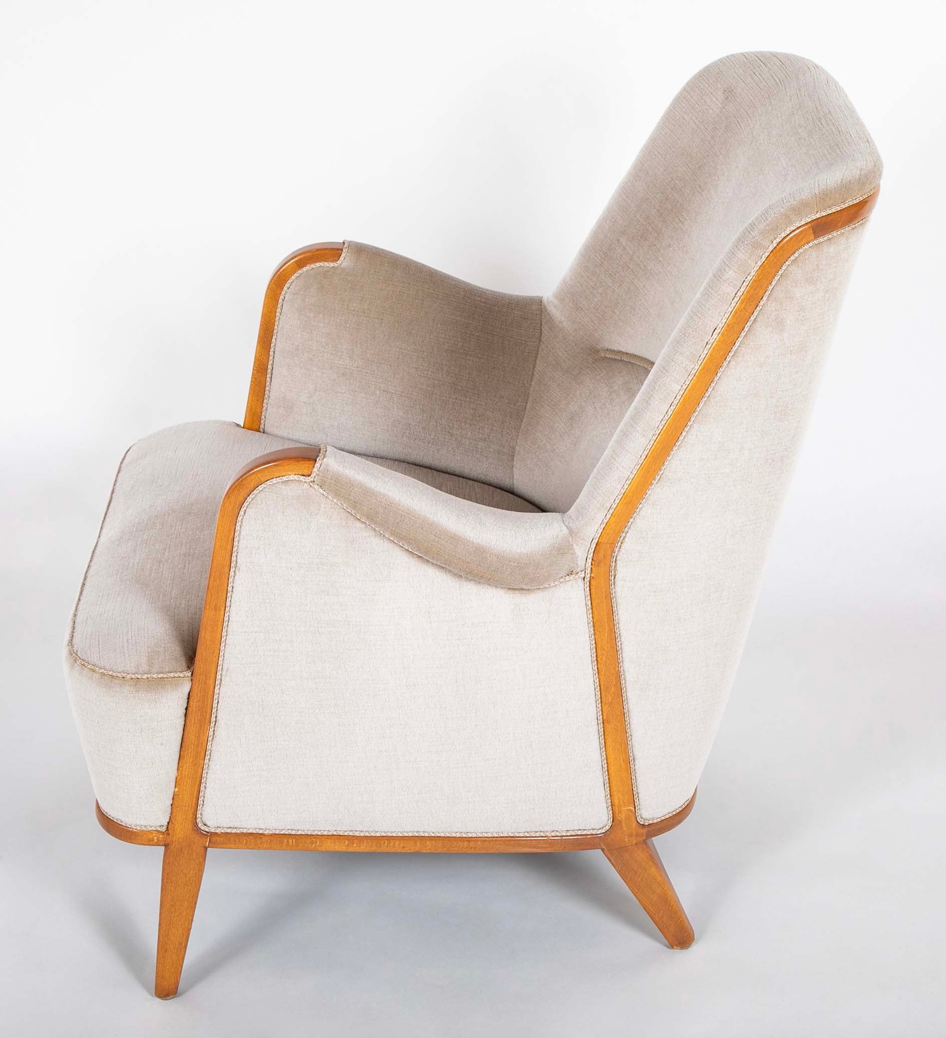 Upholstered Arm Chair Attributed By Axel Larsson with Exposed Frame