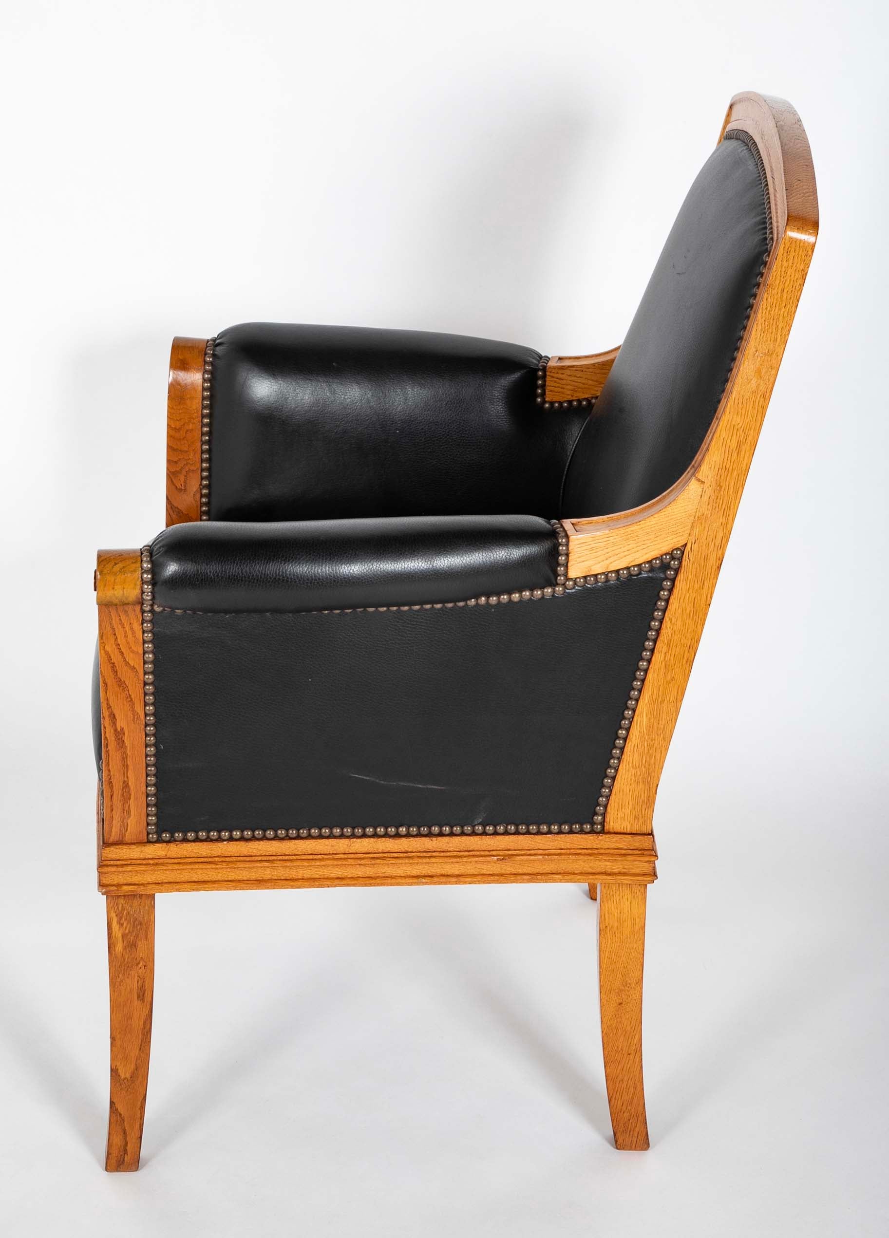 Pair of Oak Armchairs by Louis Sue for Lazard Freres Banque