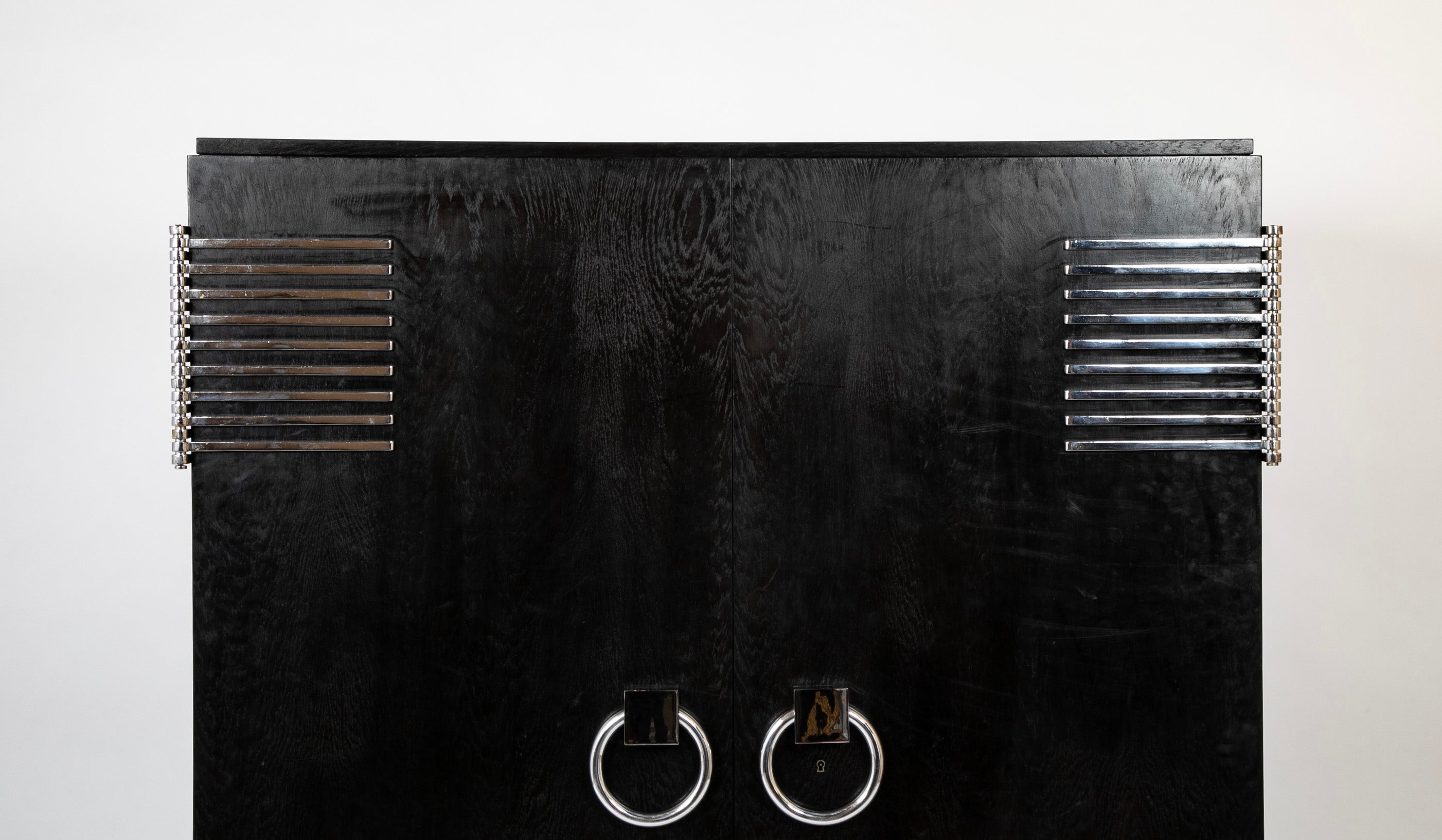 Ebonized Oak Cabinet Designed by Jean Pascaud & Produced by Maison L' IDEAL