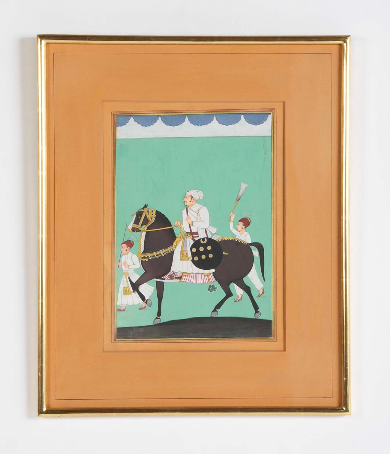 Jodhpur School Portrait of an Indian Prince with Two Attendants